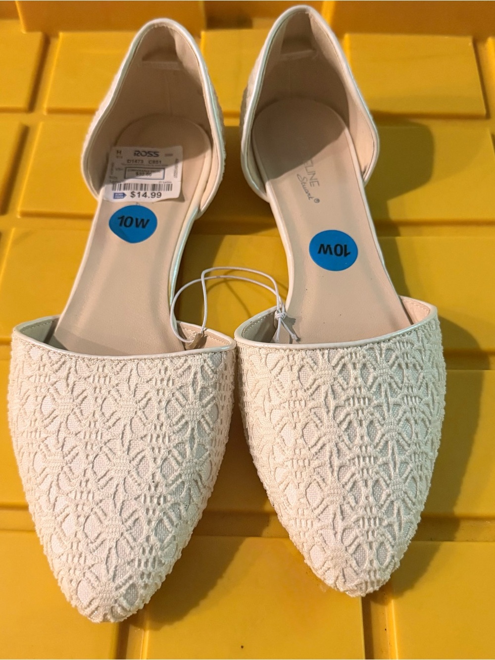 Madeline Stuart Ivory Crochet Pointed D'Orsay Flats